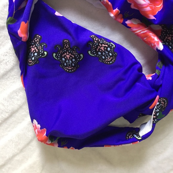 Blue Floral One-Piece Swimsuit High Waist Royal - Picture 7 of 9